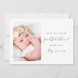 Simple Script Elegant Godfather Proposal Photo Invitation