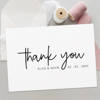 Simple Script Elegant Handwritten  Wedding   Thank You Card