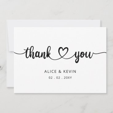 Simple Script Elegant Handwritten Wedding  Thank You Card