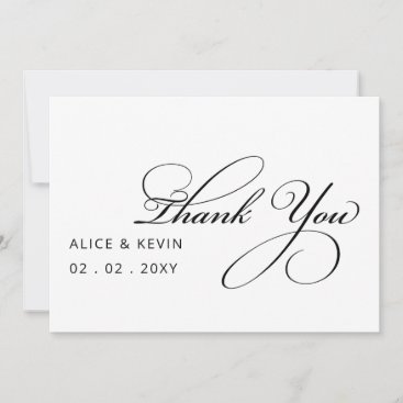 Simple Script Elegant Handwritten  Wedding  Thank You Card