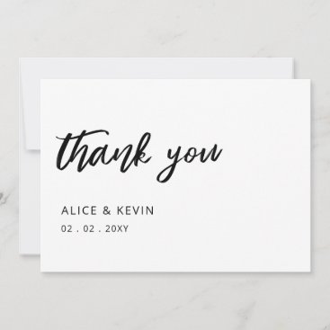 Simple Script Elegant Handwritten  Wedding   Thank You Card