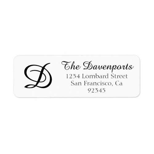 Simple Script Elegant Monogram Return Address Label