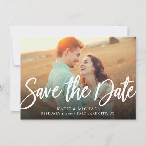 Simple Script Elegant Photo Save The Date Card