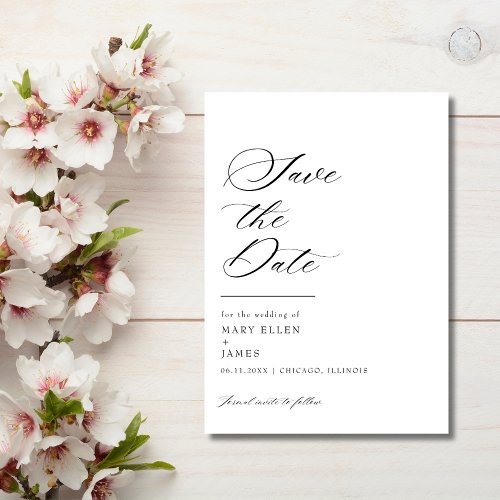 Simple Script Elegant Photo Wedding Save The Date