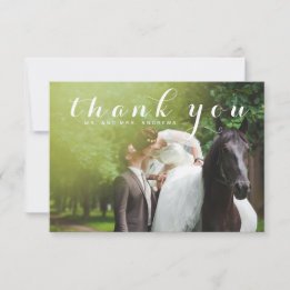 Simple Script Elegant Photo Wedding Thank You Card