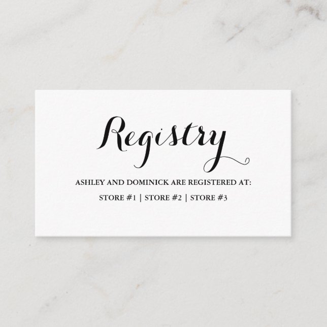 Simple Script Elegant Rustic Wedding Registry  Enclosure Card (Front)