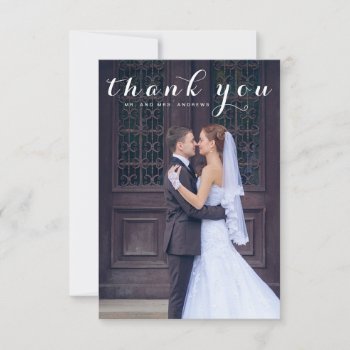 Simple Script Elegant Vertical Photo Wedding Thank You Card by epclarke at Zazzle