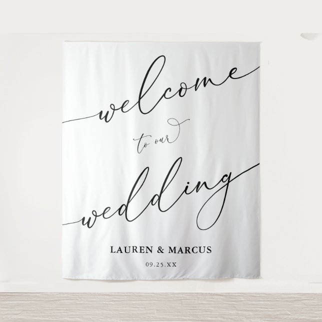 Simple Script Elegant Wedding Backdrop (Front)