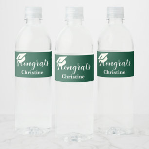 Simple script emerald graduation water bottle label