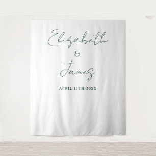 Simple Script Emerald Green Wedding Photo Backdrop