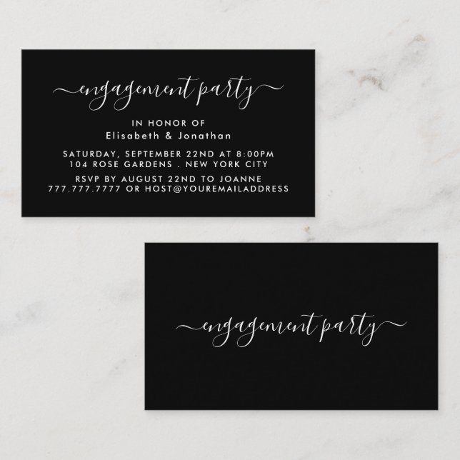 Simple Script - Engagement Party Ticket Invitation (Front/Back)