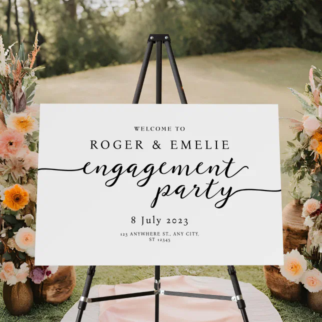 Simple Script Engagement Party Welcome Sign | Zazzle