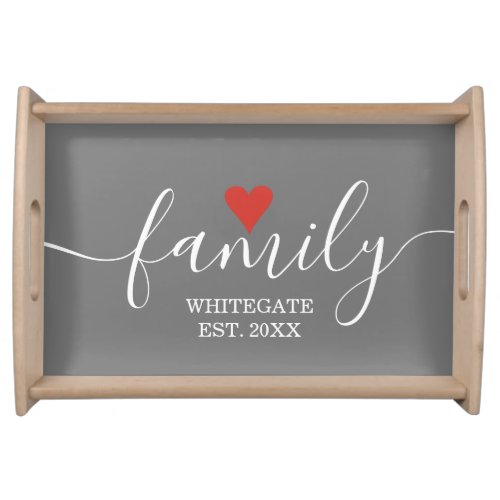 Simple Script Family Love Heart Serving Tray