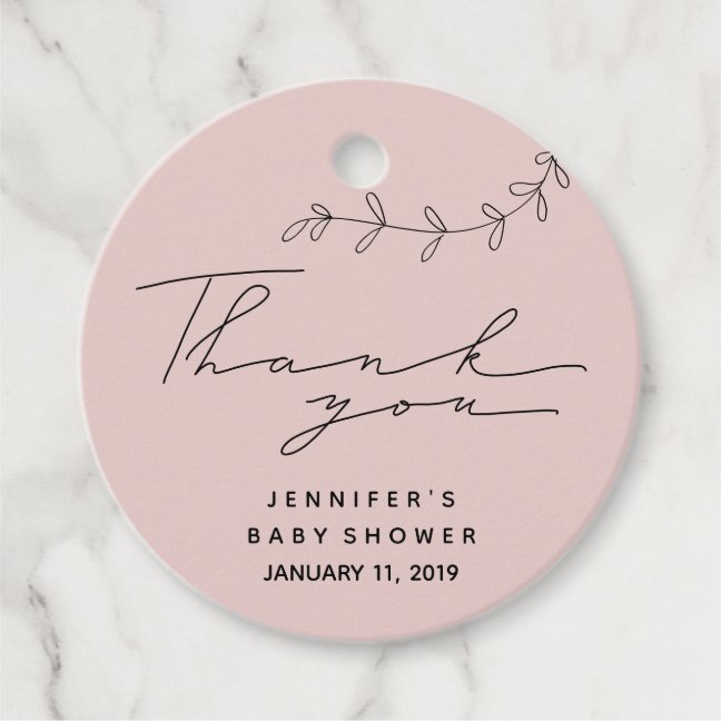 Simple Script Floral Baby Shower Thank You Favor Tags
