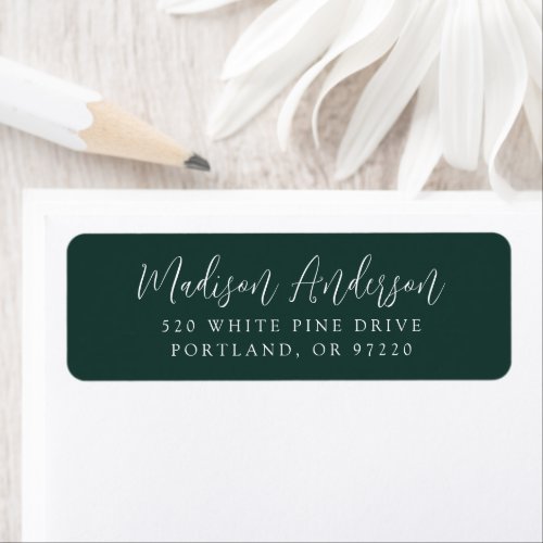 Simple Script Forest Green Return Address Label