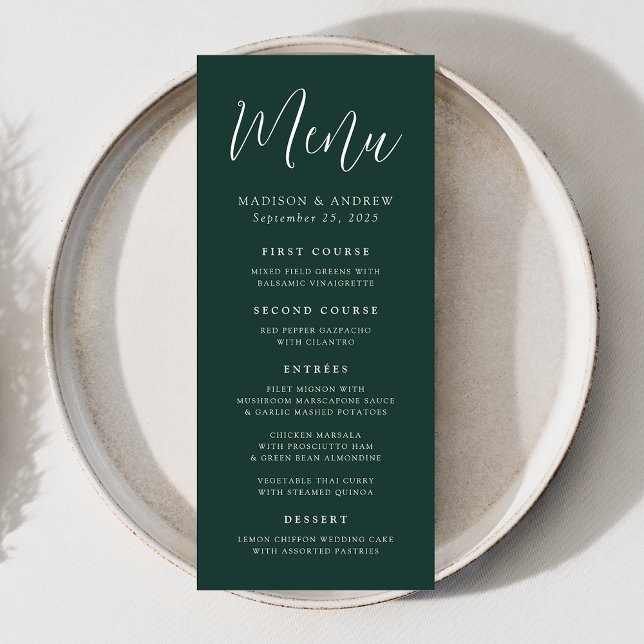 Simple Script Forest Green Wedding Menu (Creator Uploaded)
