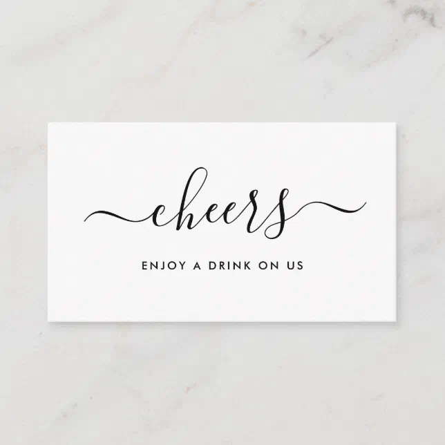 Simple Script Free Drinks Ticket - Black & White Enclosure Card | Zazzle