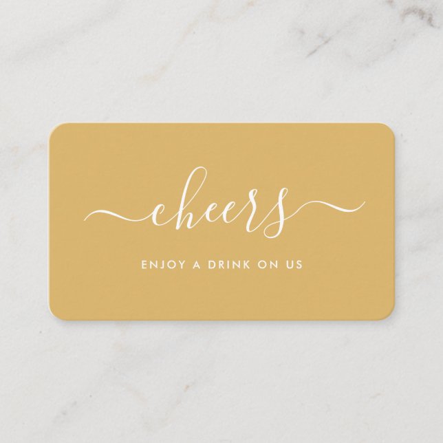 Simple Script Free Drinks Ticket - Gold & White Enclosure Card (Front)