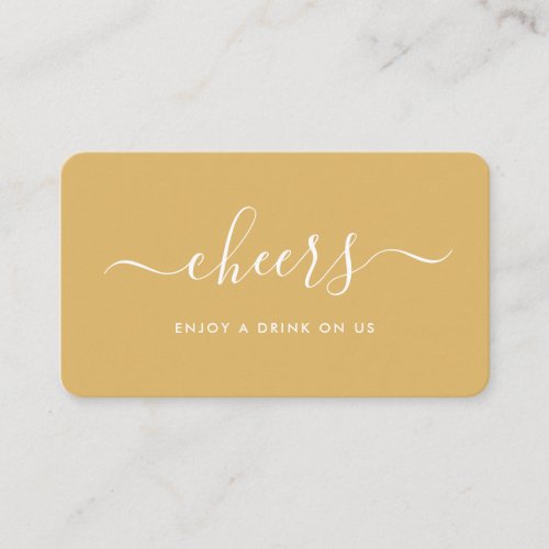 Simple Script Free Drinks Ticket _ Gold  White Enclosure Card