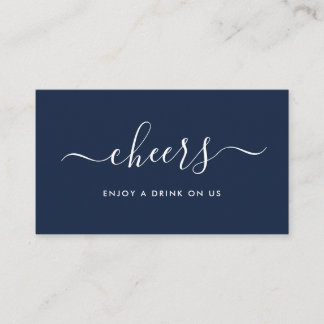 Simple Script Free Drinks Ticket - Navy & White Enclosure Card