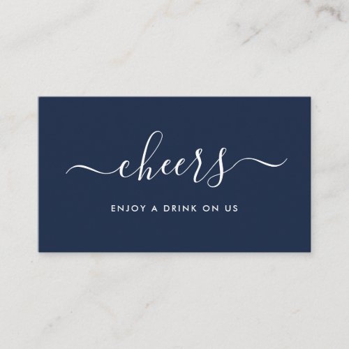 Simple Script Free Drinks Ticket _ Navy  White Enclosure Card