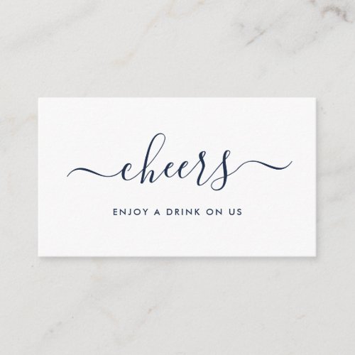 Simple Script Free Drinks Ticket _ Navy  White Enclosure Card