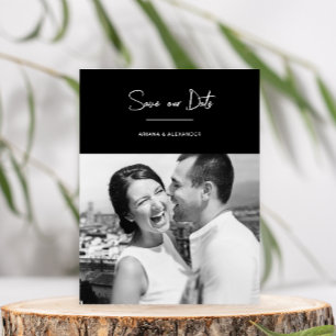 Simple Script Full Photo Wedding Save the Date Postcard