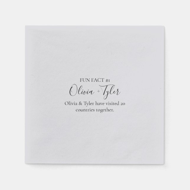 Simple Script Fun Fact Wedding Reception Napkins (Front)