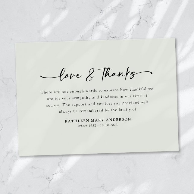 Simple Script Funeral Thank You Card (Creator Uploaded)