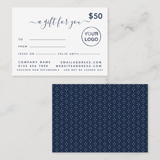 Simple Script Gift Certificate Cards (Front/Back)