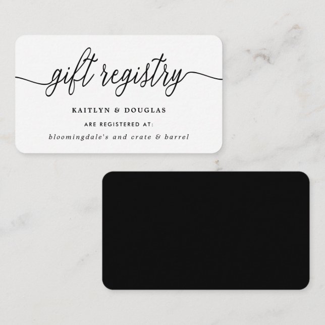 Simple Script Gift Registry Enclosure Card (Front/Back)