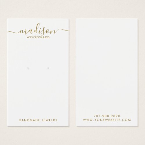 Simple Script Gold Signature Earring Display Card