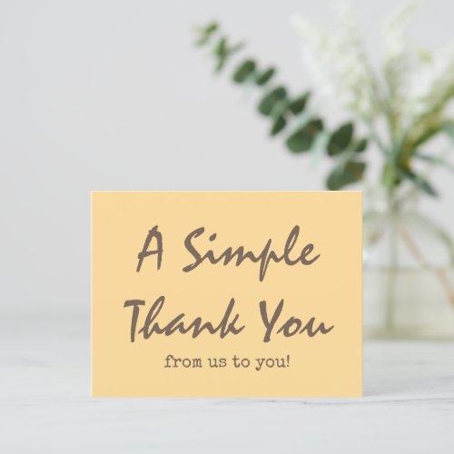 Simple Script Golden Yellow Business Thank You Postcard