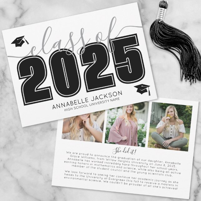 Simple Script Graduate Photo Collage Graduation Announcement (Simple Script Graduate Photo Collage Graduation Announcement)