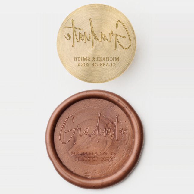 Simple Script Graduate Return Address Wax Seal Stamp (Stamped)