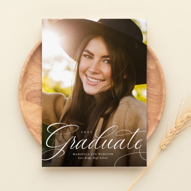 Simple script graduate vertical graduation announcement (Creator Uploaded)
