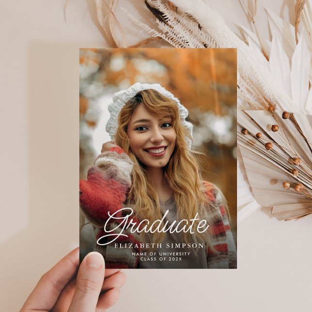 simple script graduation announcement photo card (Creator Uploaded)