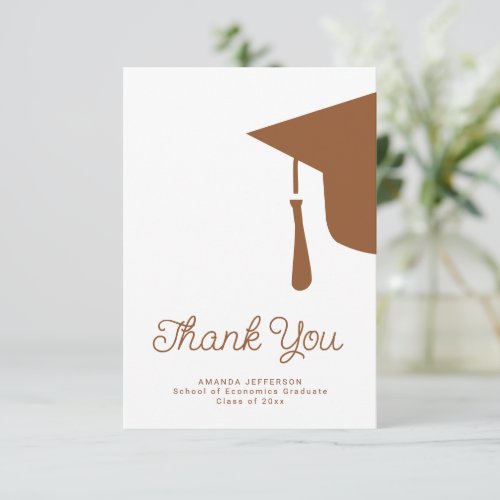 Simple script graduation cap personalized thank you card