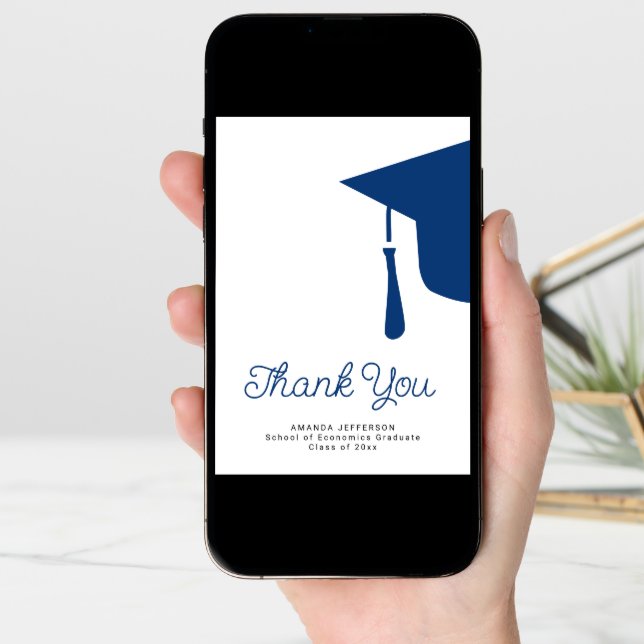Simple script graduation custom thank you card (Front Digital)