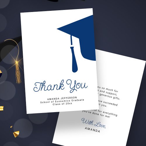 Simple script graduation custom thank you card