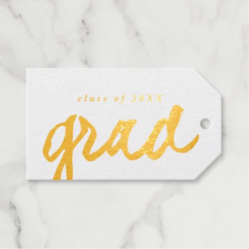 Simple script  Graduation Gold Foil Gift Tags