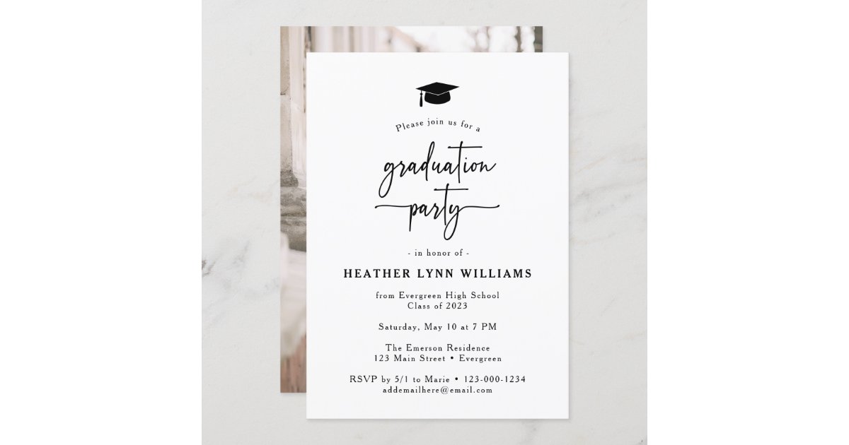 Simple Script Graduation Invitation | Zazzle