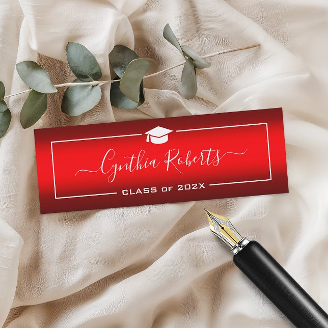 Simple Script Graduation Modern Red Gradient Calling Card (Creator Uploaded)