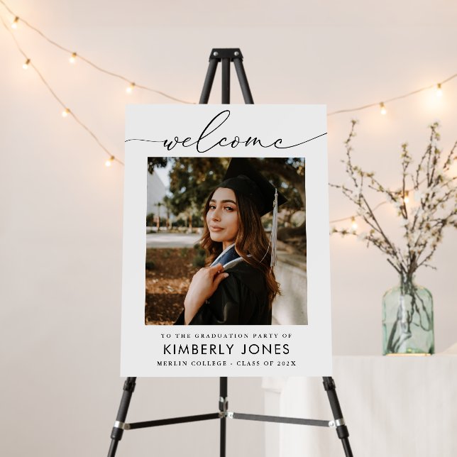 simple script graduation party welcome sign (In Situ (Stand))