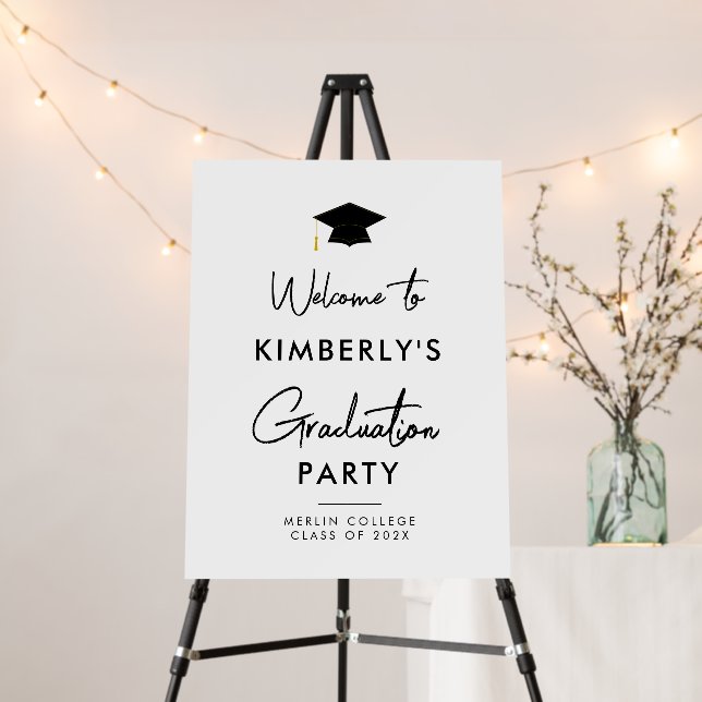simple script graduation party welcome sign (In Situ (Stand))