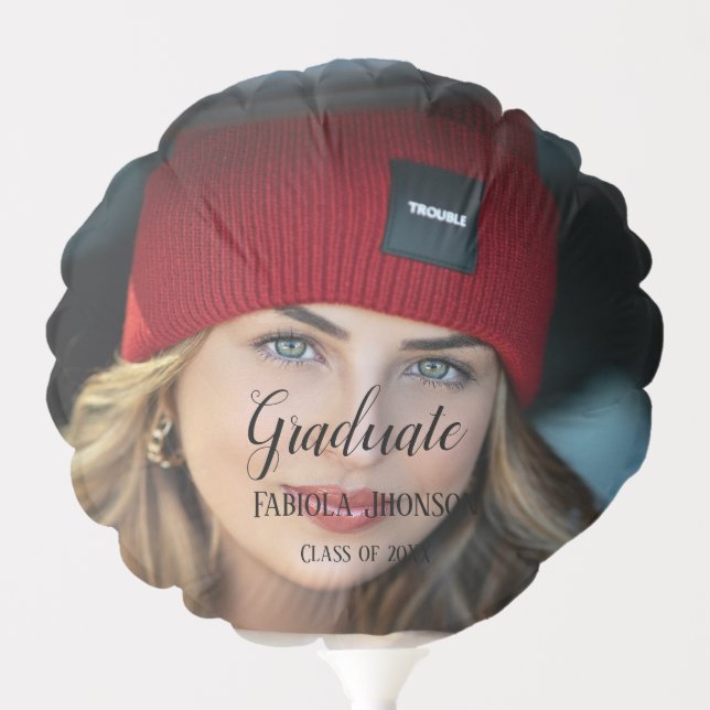 Simple script graduation photo  balloon (Front)
