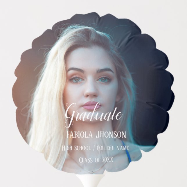 Simple script graduation photo  balloon (Back)