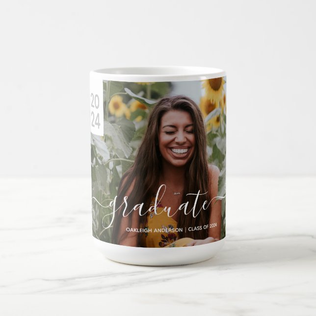 Simple Script Graduation Photo Coffee Mug (Center)