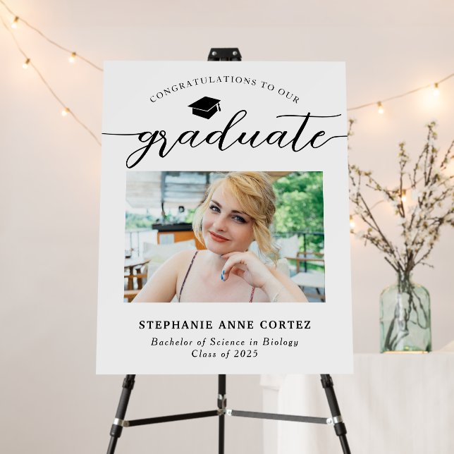 Simple Script Graduation Photo Congratulations Foam Board (In Situ (Stand))