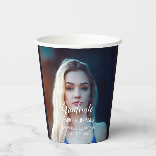 Simple script graduation photo paper cups (Back)